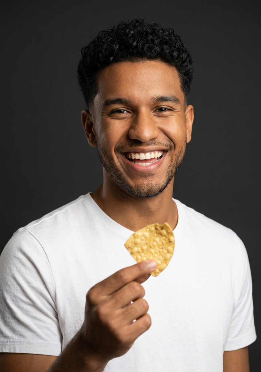 Raúl disfrutando totopos Zea Mays